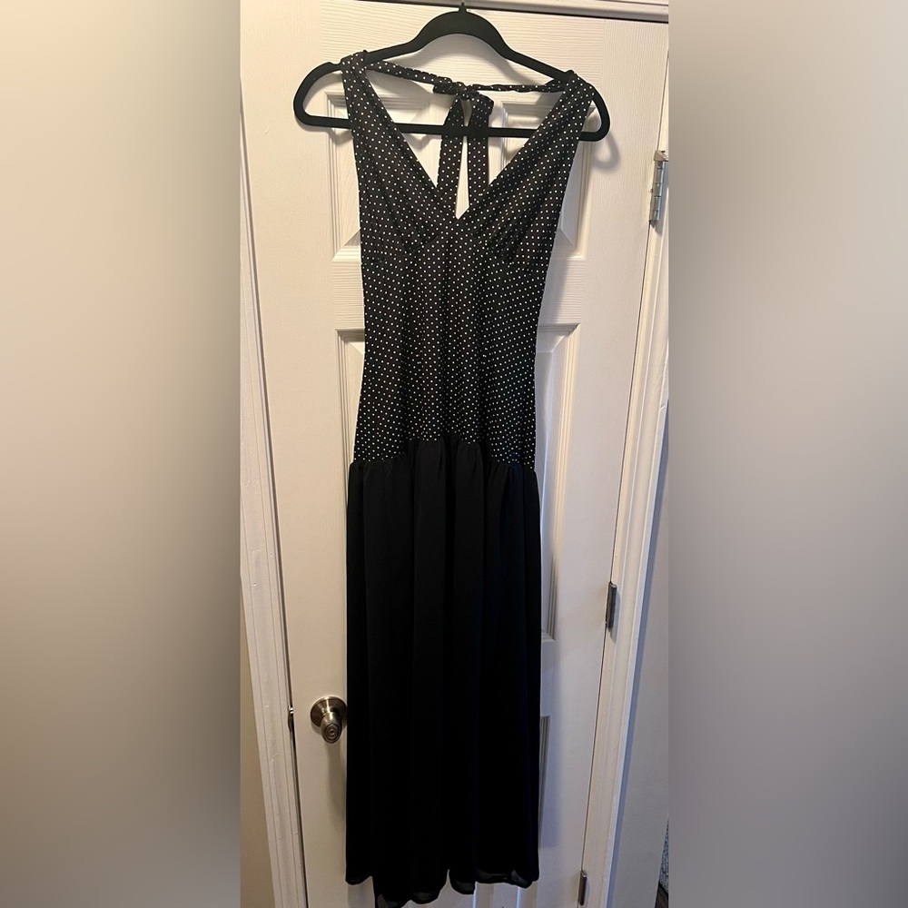 Stylish Black and White Polka Dot Maxi Dress
